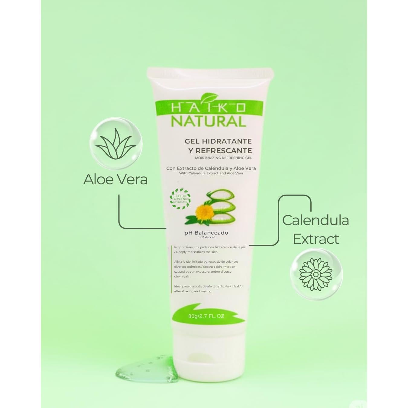 Gel Calmante Hidratante Haiko Natural con Caléndula y Aloe Vera 80 ml