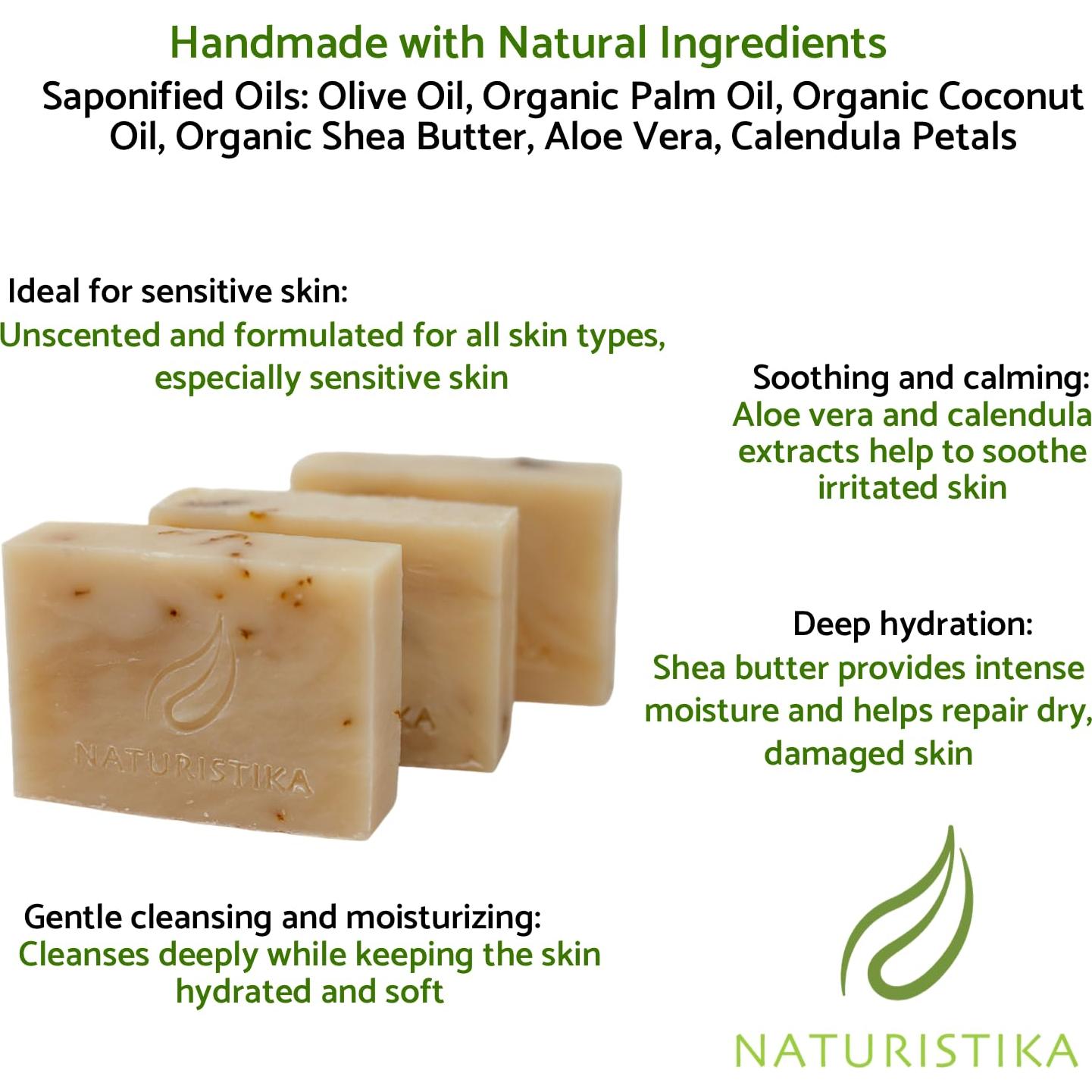 Jabón Natural de Aloe y Caléndula - Paquete de 3 Barras Veganas
