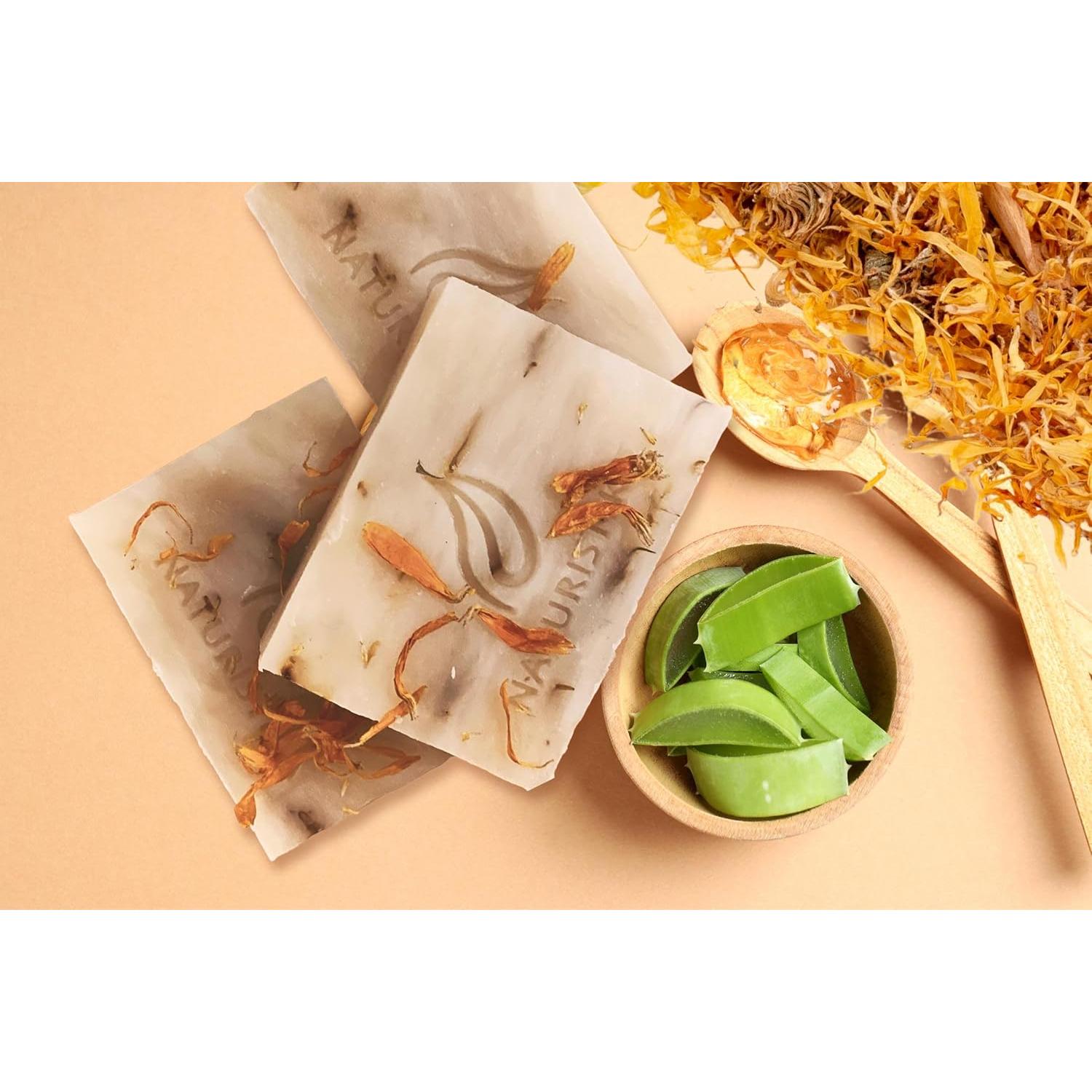 Jabón Natural de Aloe y Caléndula - Paquete de 3 Barras Veganas