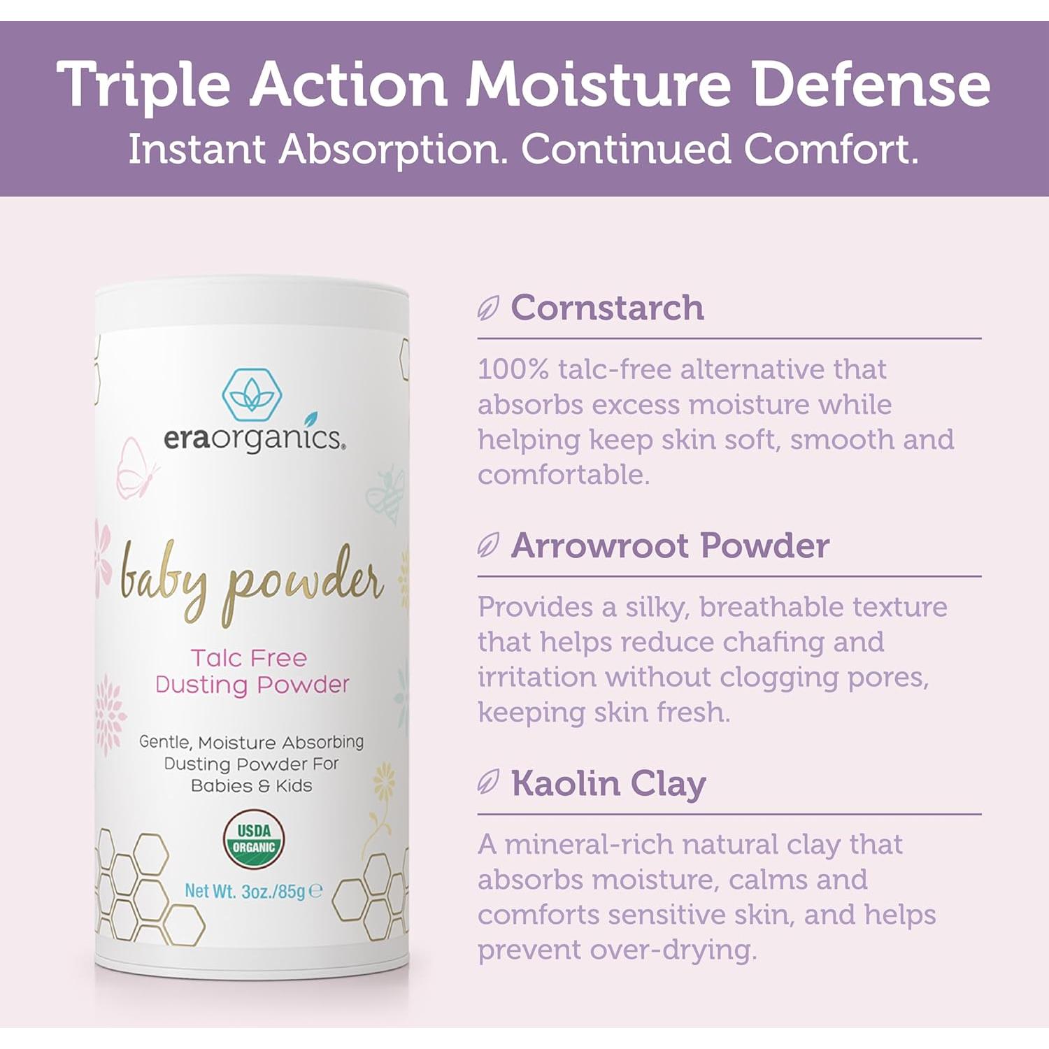 Polvo para Bebés Orgánico Era Organics 85g Sin Talco