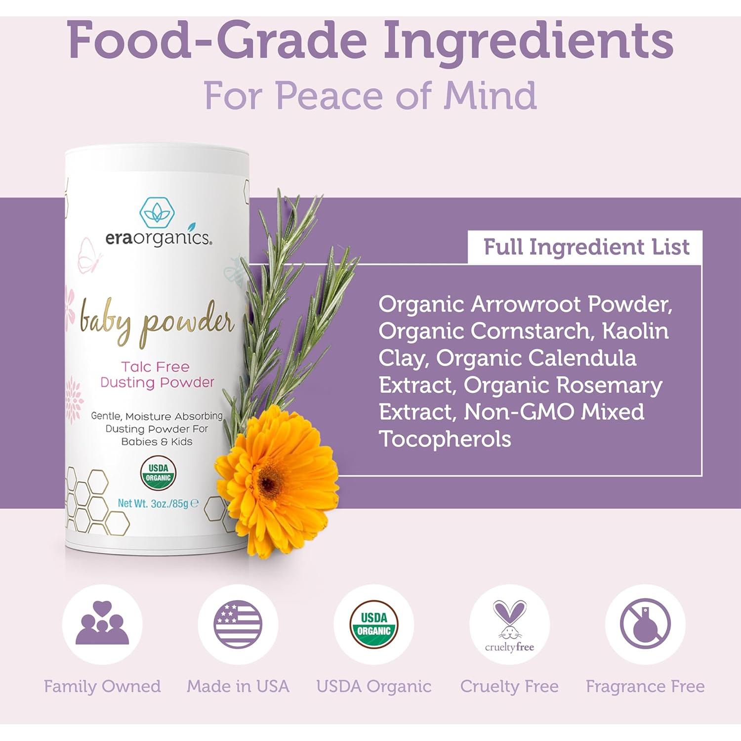 Polvo para Bebés Orgánico Era Organics 85g Sin Talco