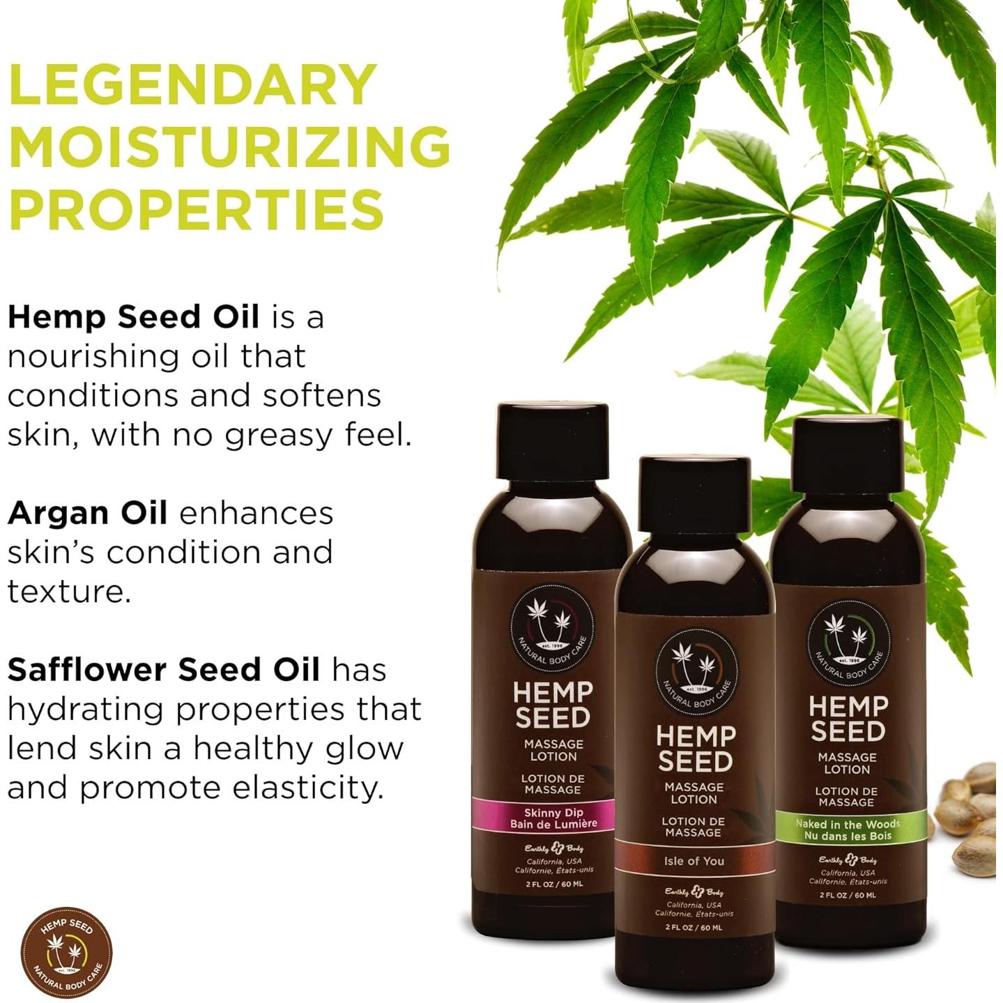 Set de Regalo Loción de Masaje Semilla de Cáñamo Earthly Body 2 oz