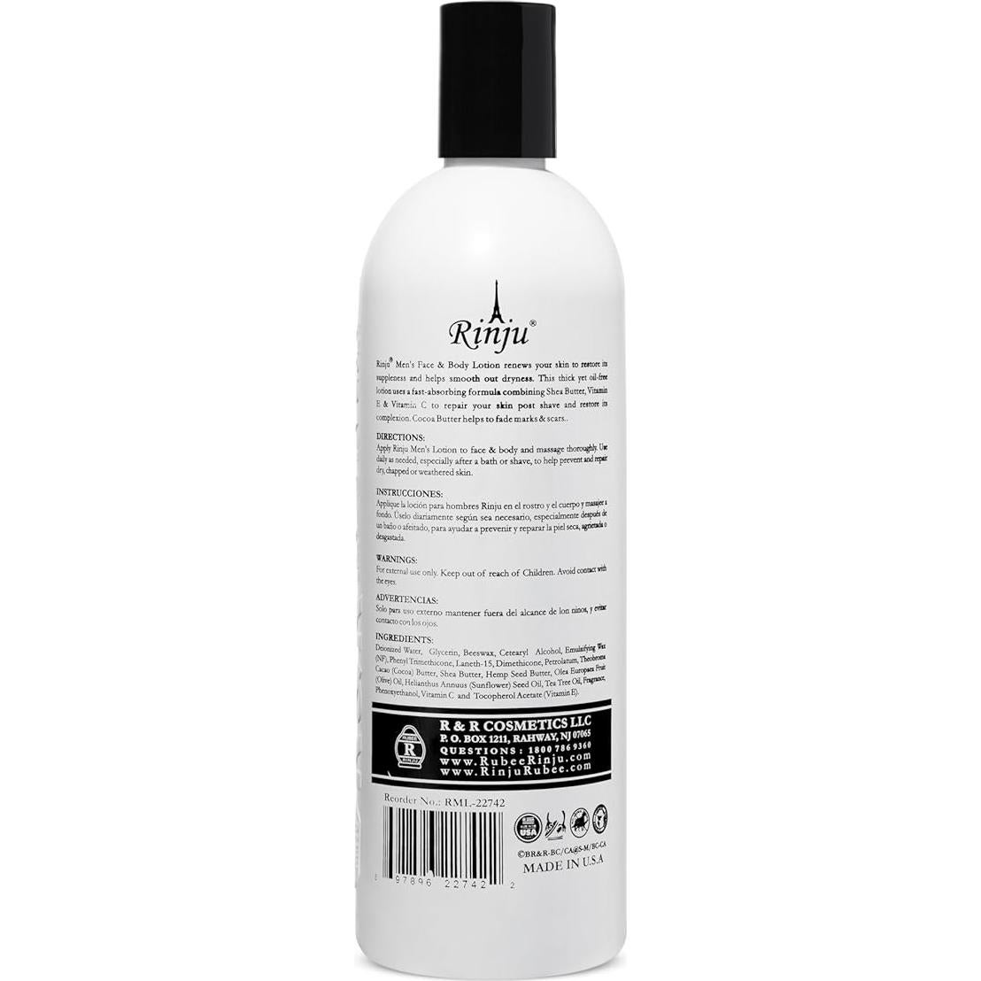 Loción Hidratante Natural para Hombres Rinju 473 mL con Cacao y Karité