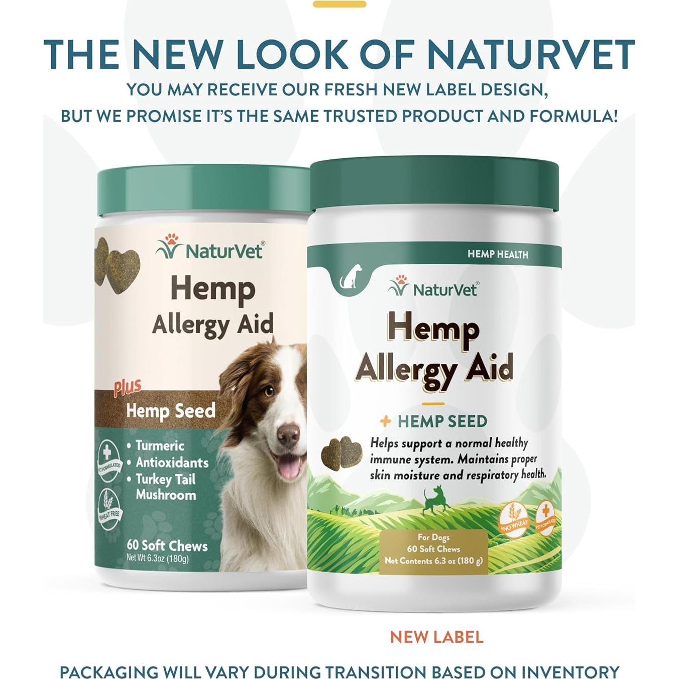 Suplemento NaturVet Hemp Allergy Aid para Perros 60 Masticables