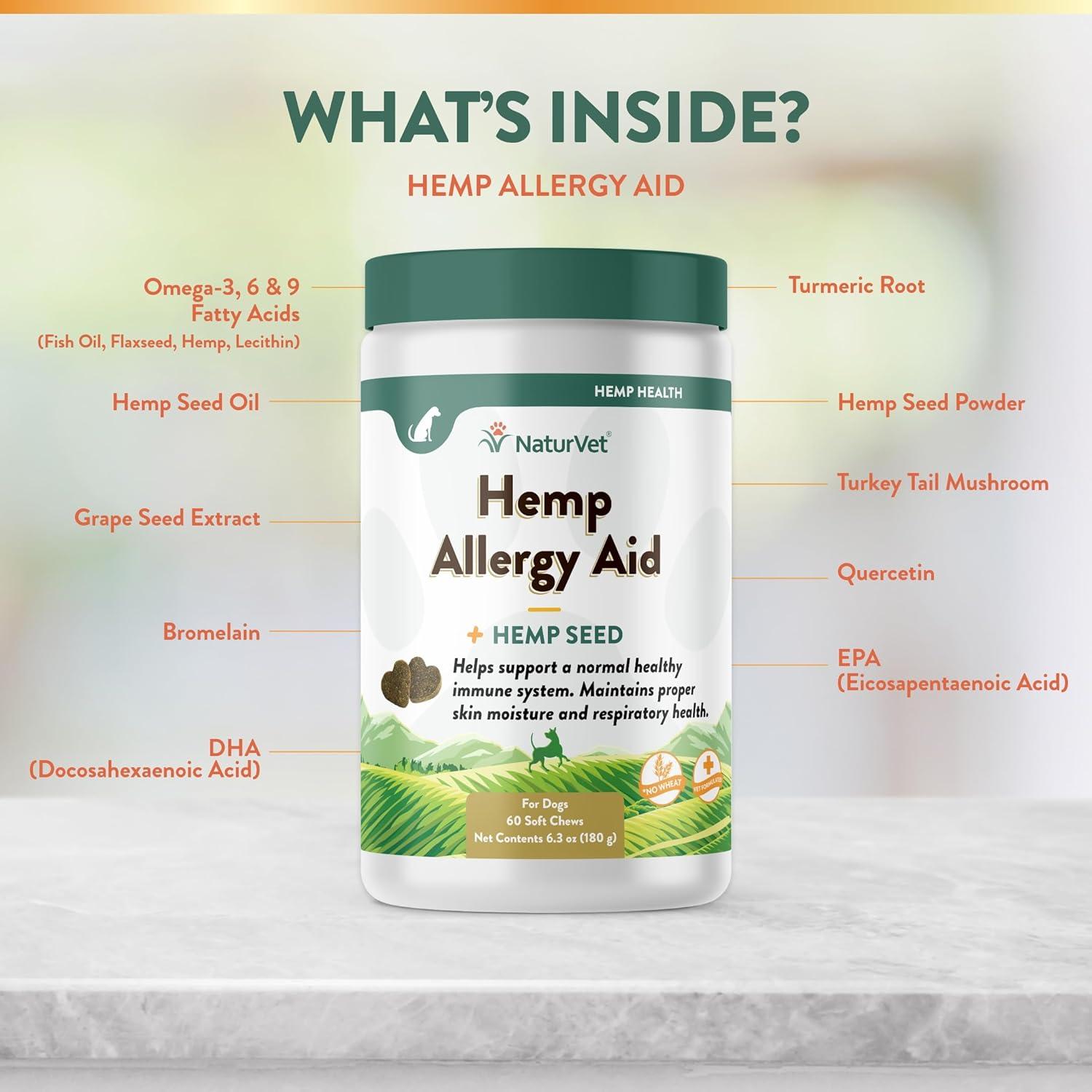 Suplemento NaturVet Hemp Allergy Aid para Perros 60 Masticables
