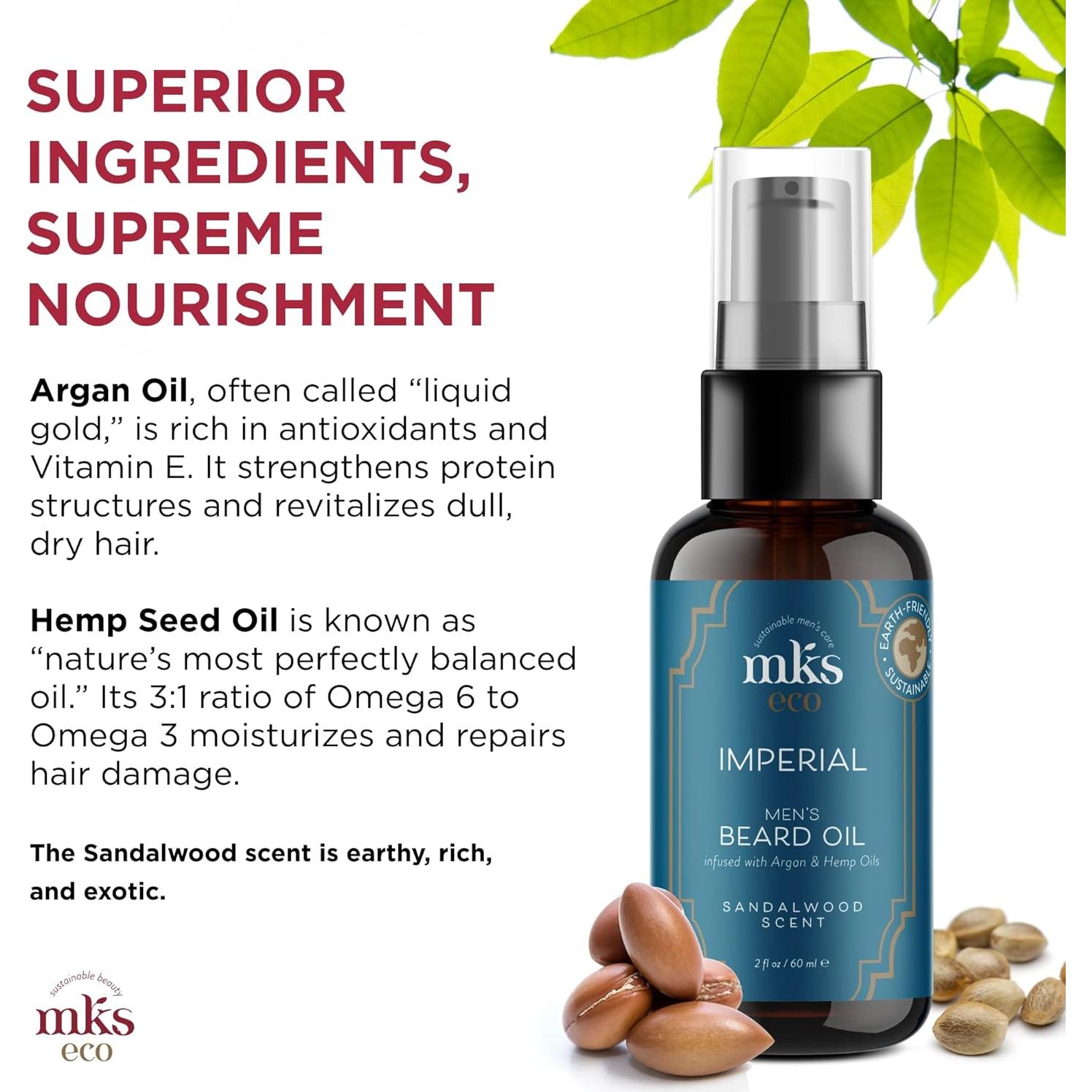 Aceite de Barba MKS Eco para Hombres 59 ml - Aroma Sándalo