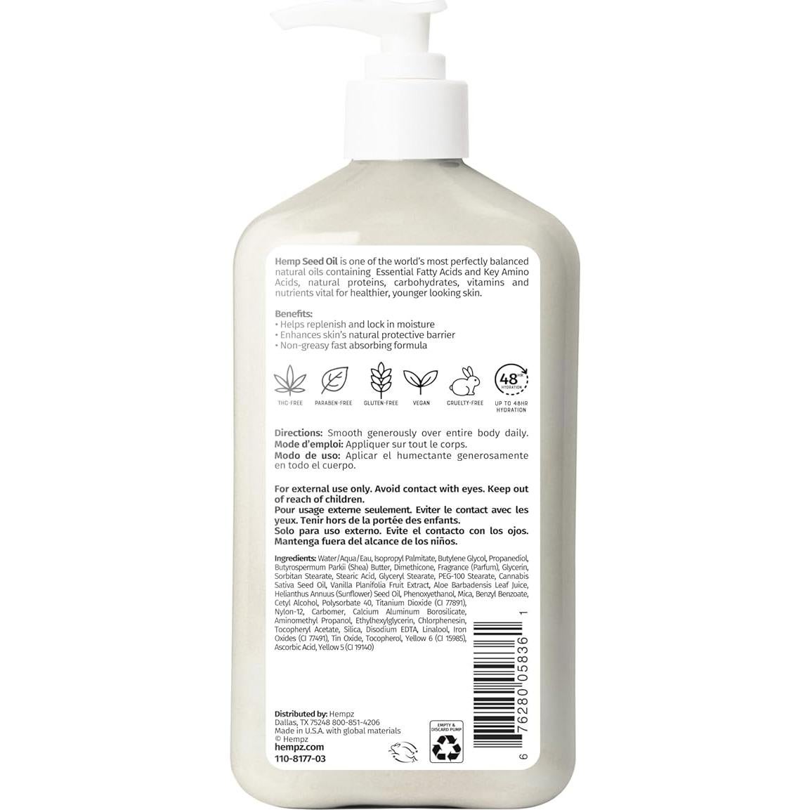 Loción Corporal Hidratante Hempz Azúcar de Cáñamo 502 ml