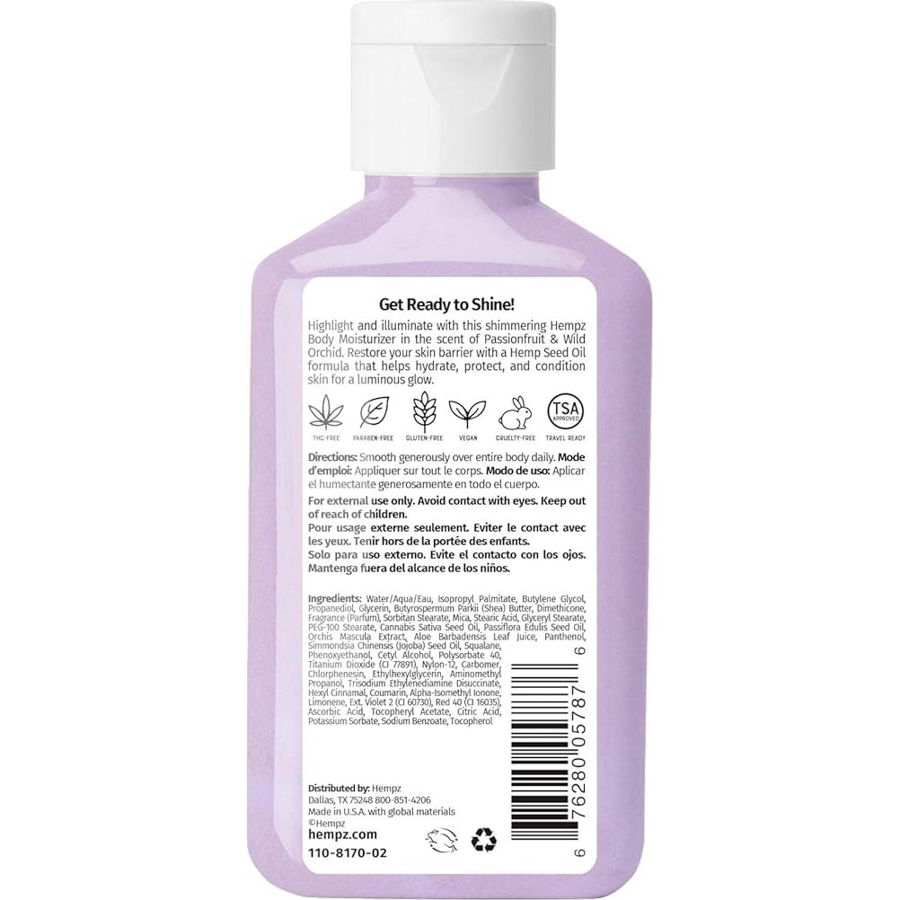 Loción Corporal Mini Hempz Star Dust 66.5 ml - Hidratante Brillante