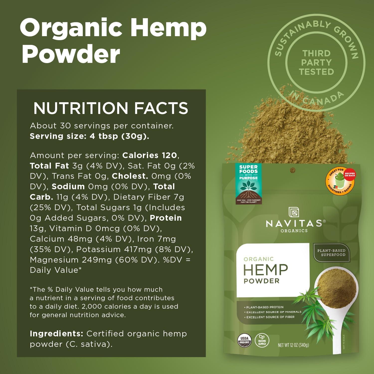 Polvo de Cañamo Orgánico Navitas - Proteína Vegana 340g