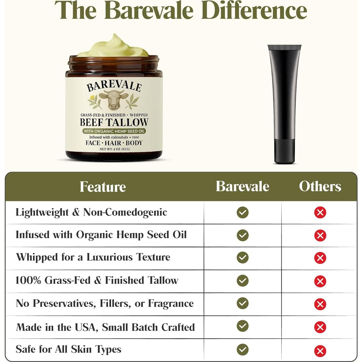 Bálsamo Hidratante Orgánico Barevale 113g - Sebo Pasto, Caléndula y Rosa