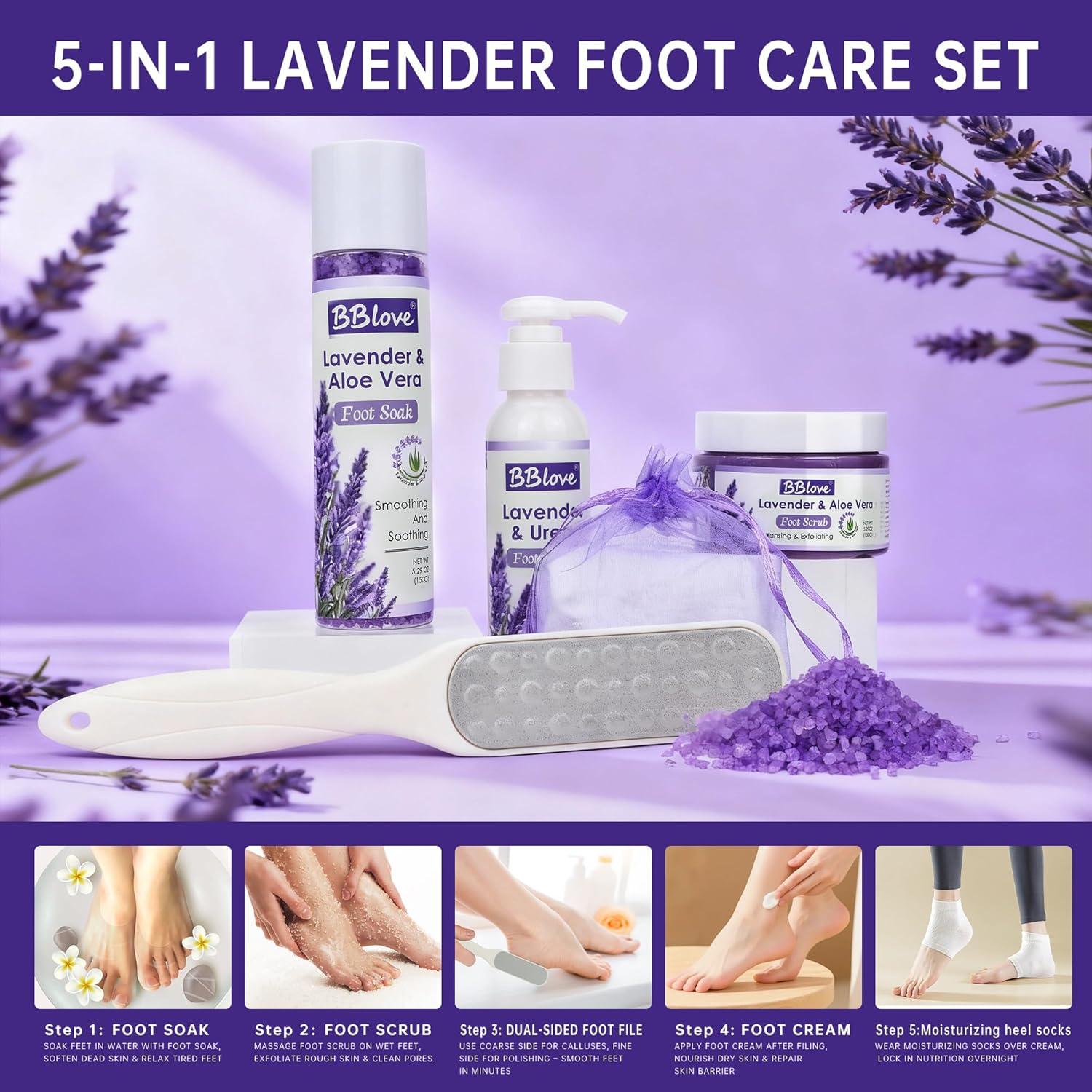 Kit de Cuidado para Pies Bblove - Spa de Lavanda 5 en 1