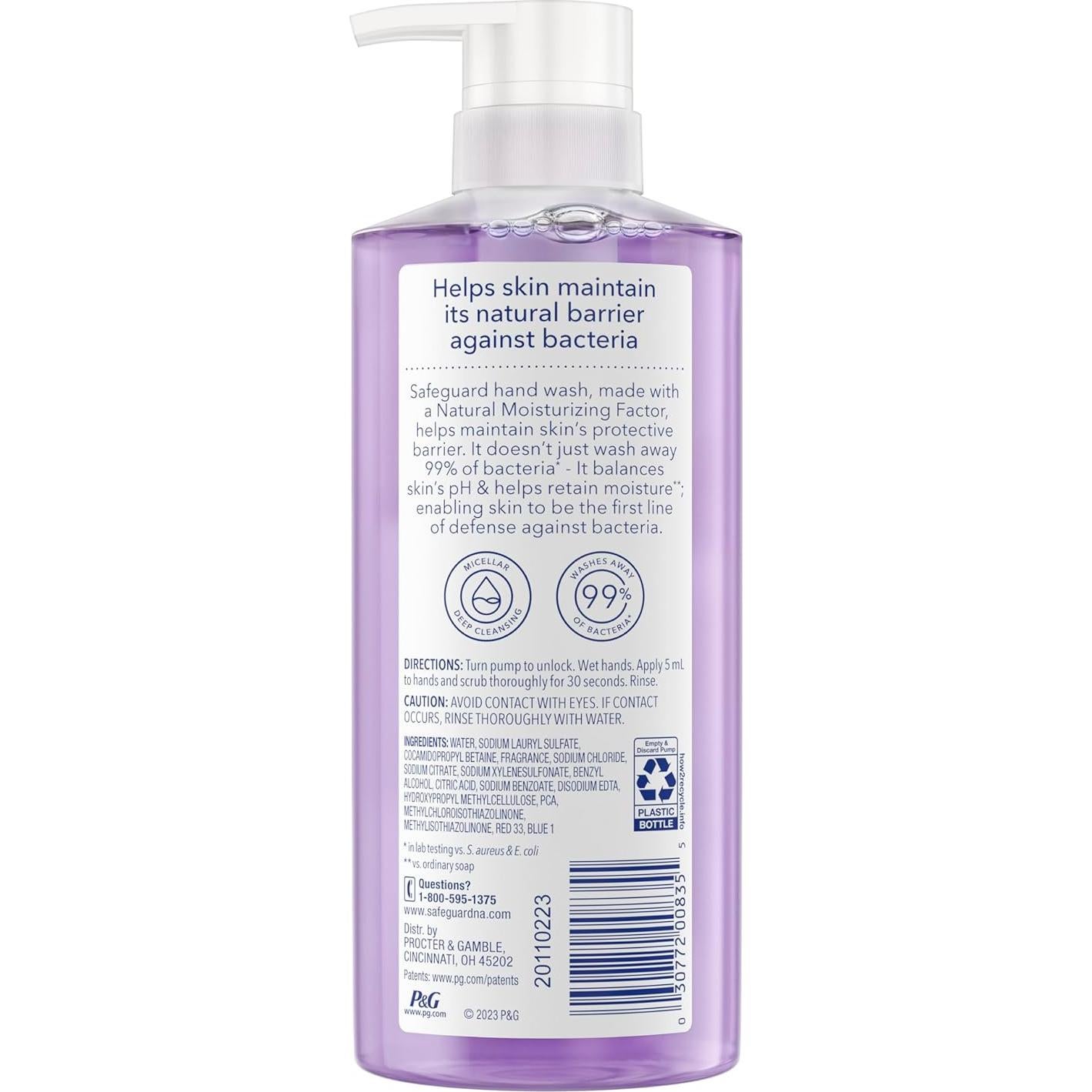Jabón Líquido para Manos Safeguard Lavanda 4x15.5oz Hidratante