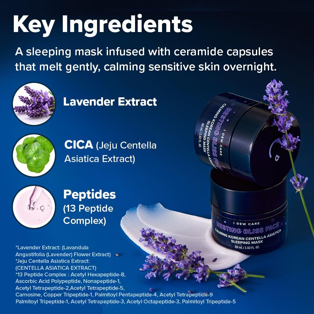 I DEW CARE Night Sleeping Mask - Resting Bliss Face | Calming Overnight Mask for Soothing & Balanced Skin, Korean Skincare for a Calm, Radiant Complexion, 2.02 FL Oz (60 ml)