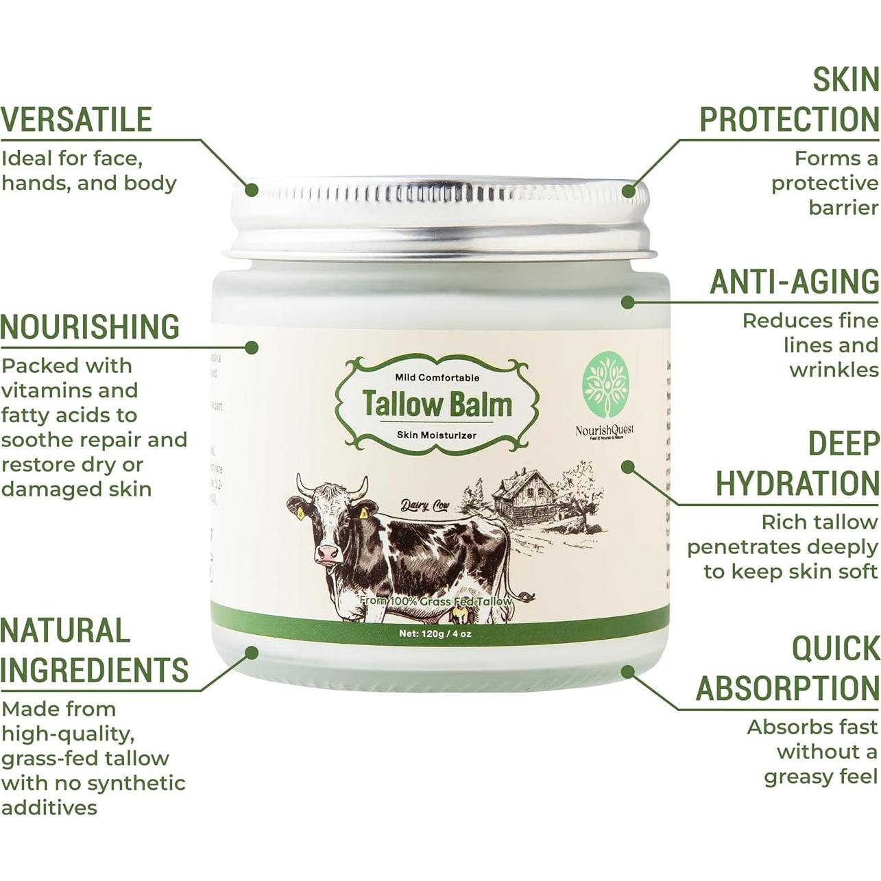 Bálsamo de Sebo de Res NourishQuest 113g Hidratante Natural