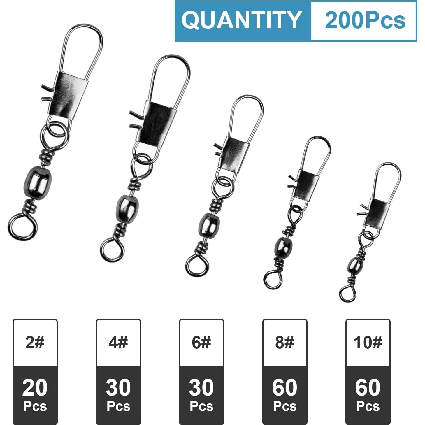 ReeMoo 200PCS Rodillos Giratorios de Pesca con Conectores