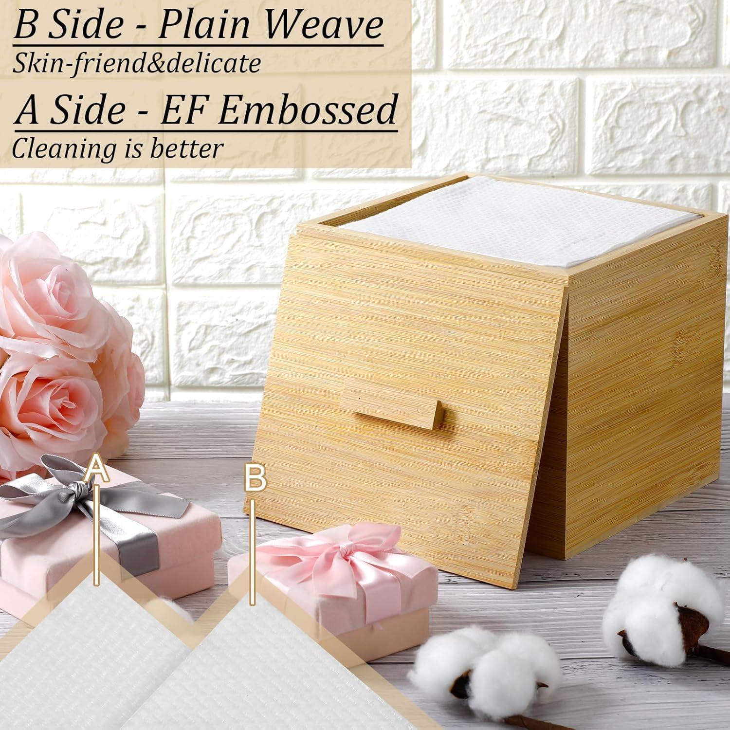 Caja de Bambú con Tapa y 50 Toallas Desechables 26x30cm