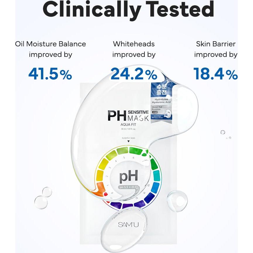 Máscara Facial SAM’U PH Sensible Aqua Fit - Hidratante Vegana