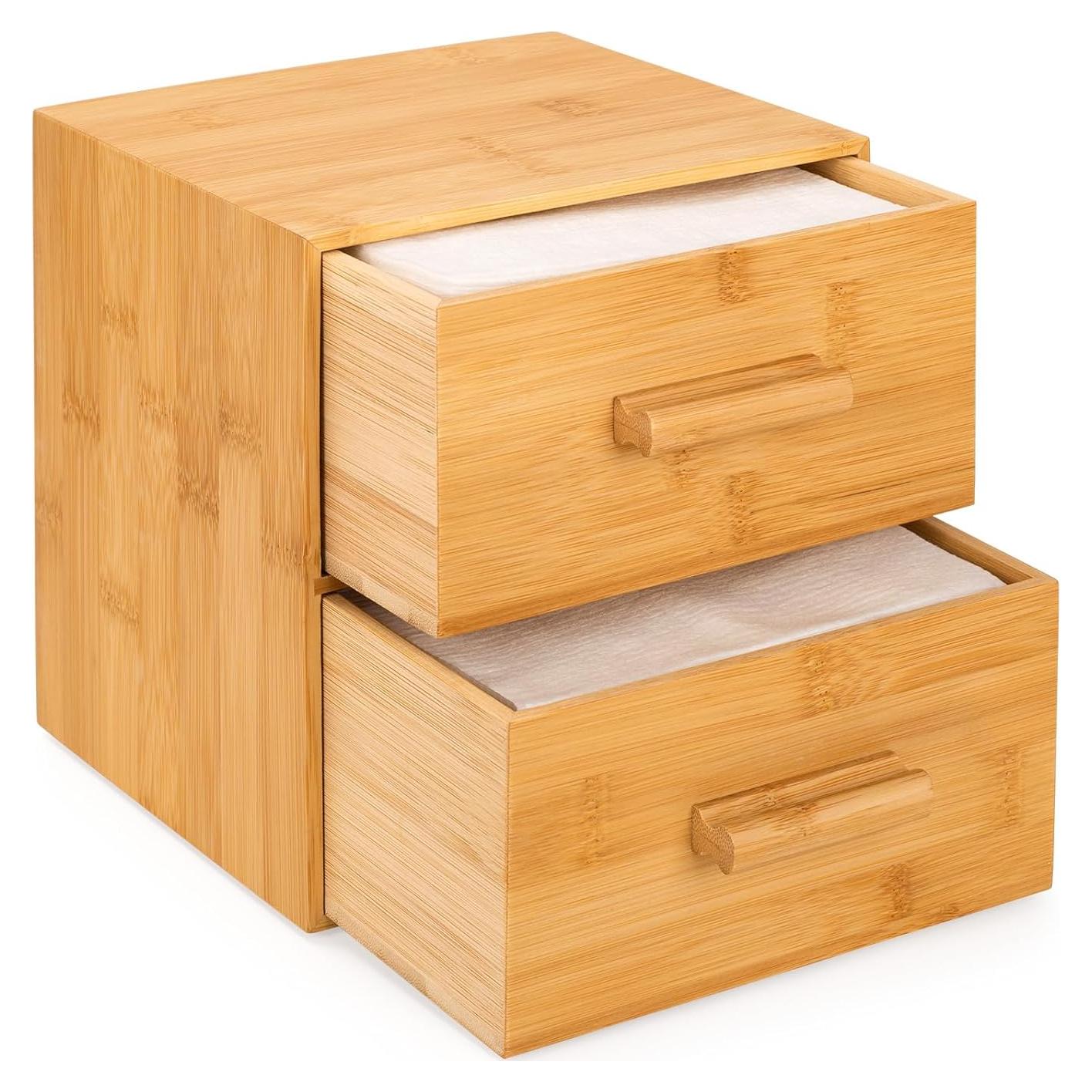 Caja de Bambú con 50 Toallitas Faciales Desechables XL