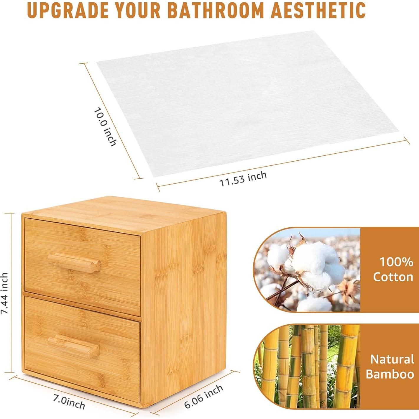 Caja de Bambú con 50 Toallitas Faciales Desechables XL