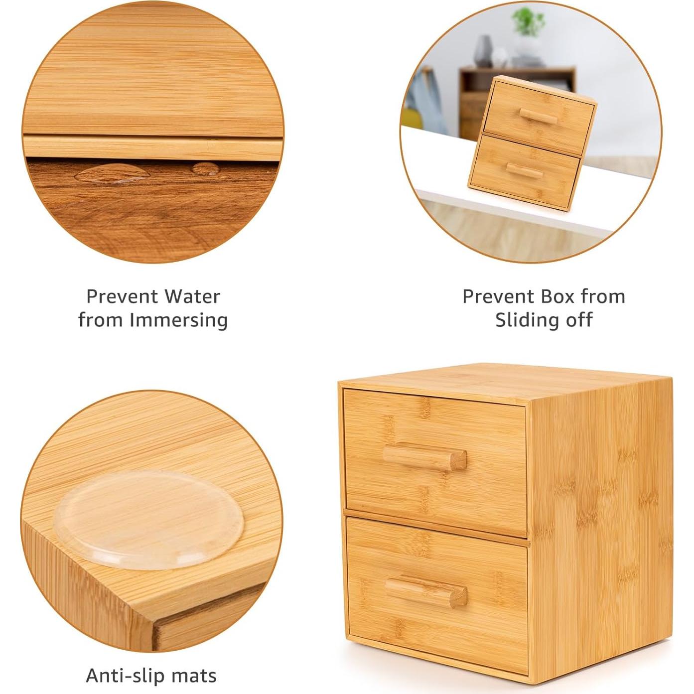 Caja de Bambú con 50 Toallitas Faciales Desechables XL