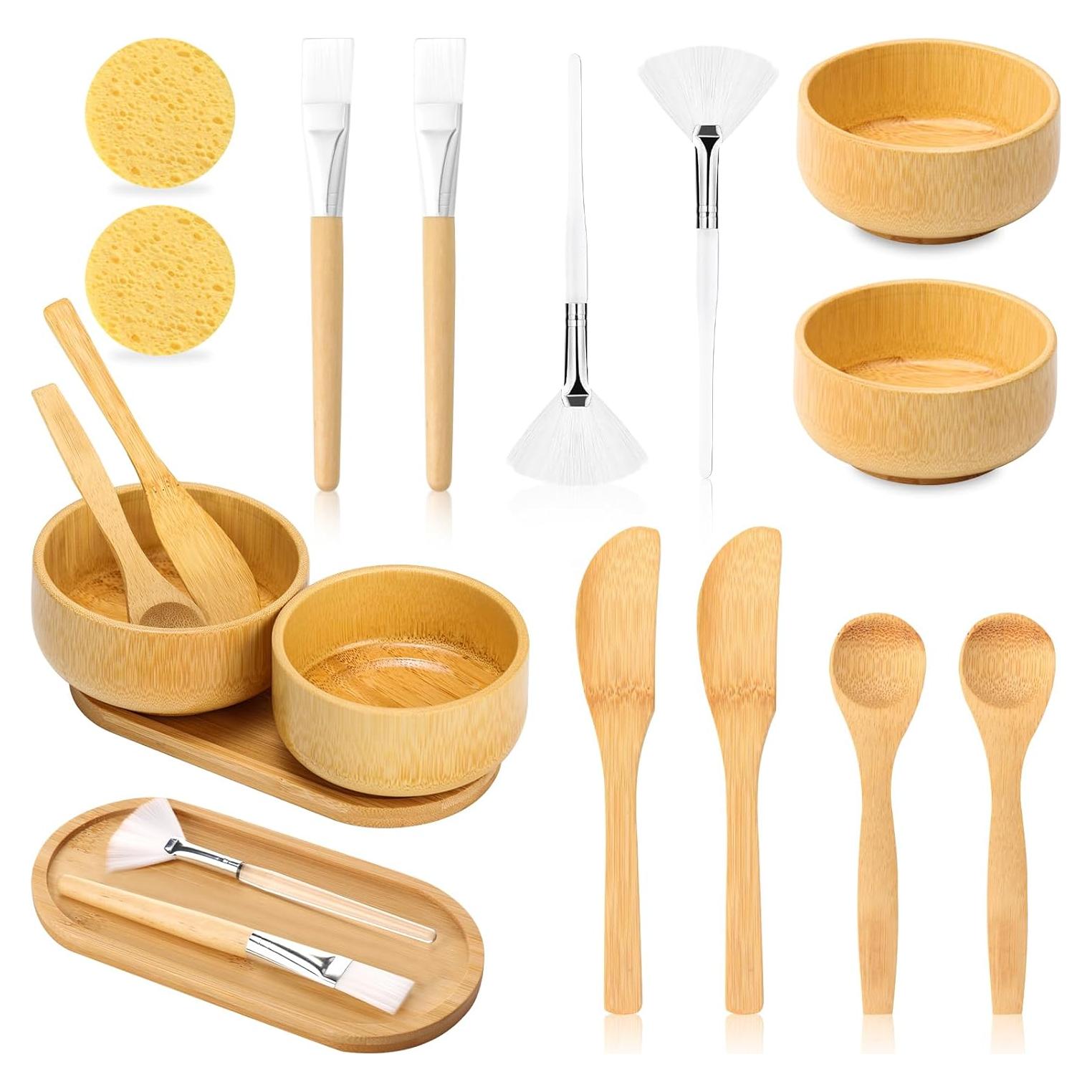 Set de Suministros de Esteticista de Bambú 14 Piezas