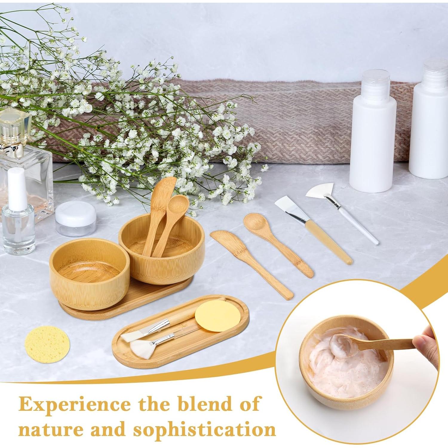 Set de Suministros de Esteticista de Bambú 14 Piezas