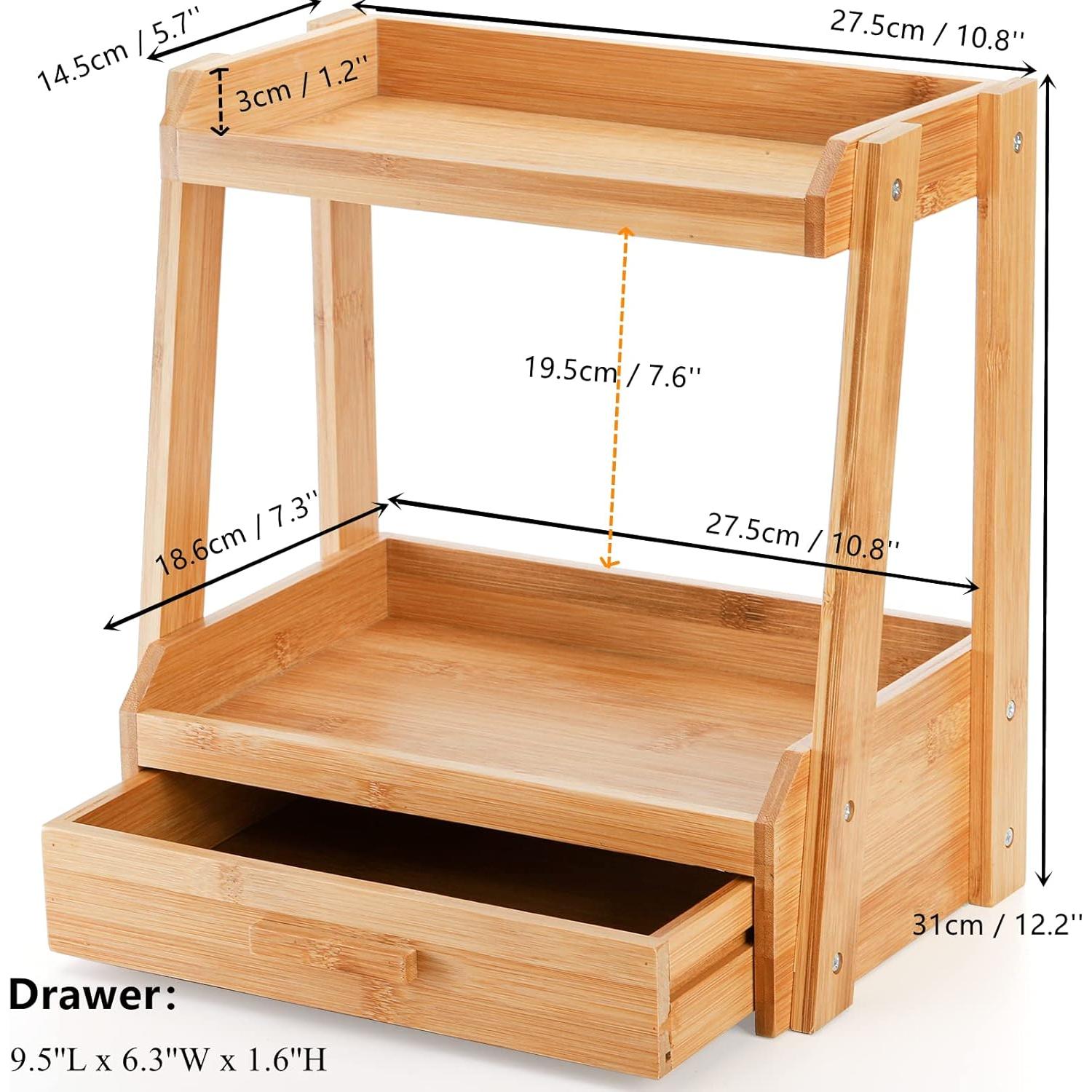 Organizador de Maquillaje de Bambú 2 Niveles Lyellfe