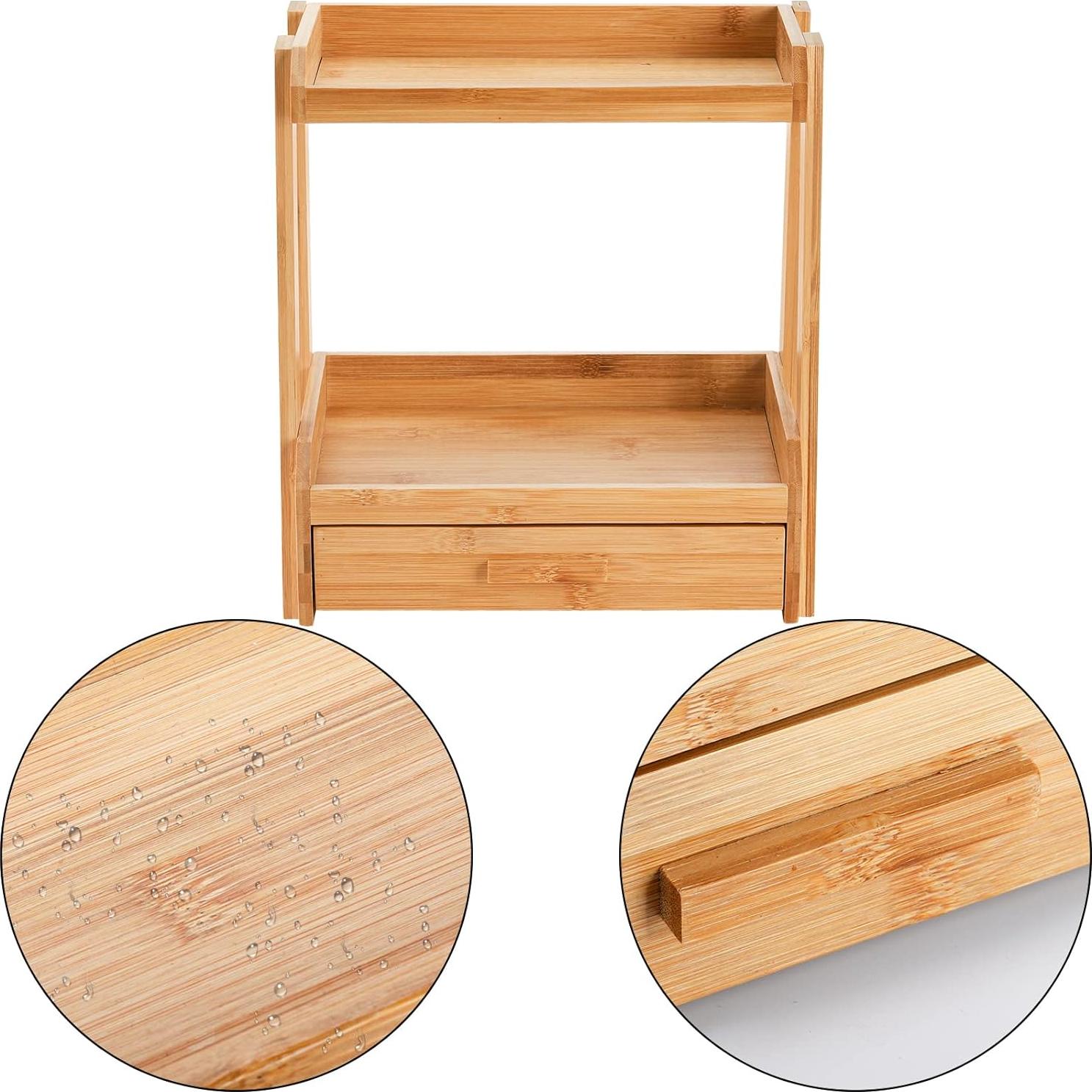 Organizador de Maquillaje de Bambú 2 Niveles Lyellfe
