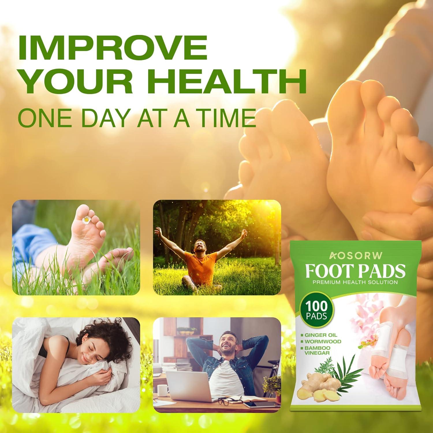 Parches Herbales AOSORW para Pies - 100 Parches de Jengibre