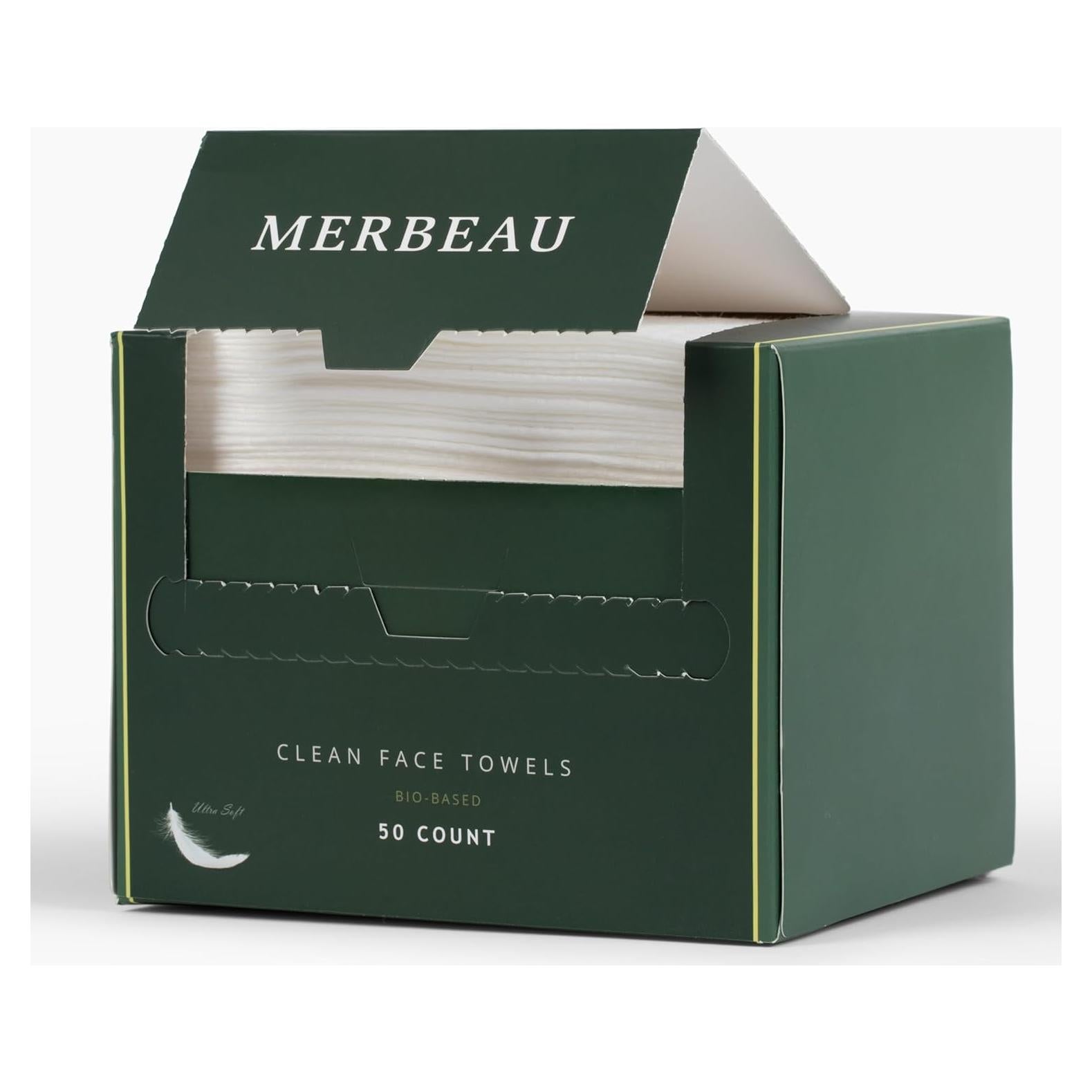 Toallas Faciales Merbeau 100% Biobasadas Ultra Suaves 50 Unidades