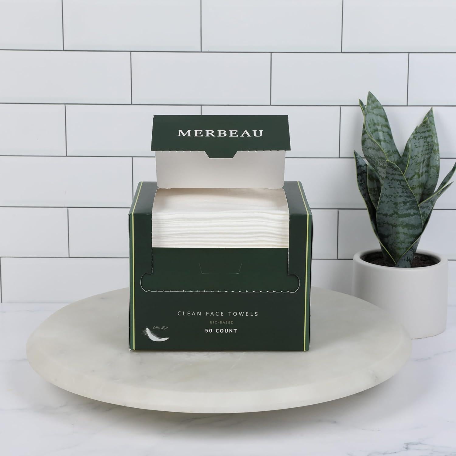 Toallas Faciales Merbeau 100% Biobasadas Ultra Suaves 50 Unidades