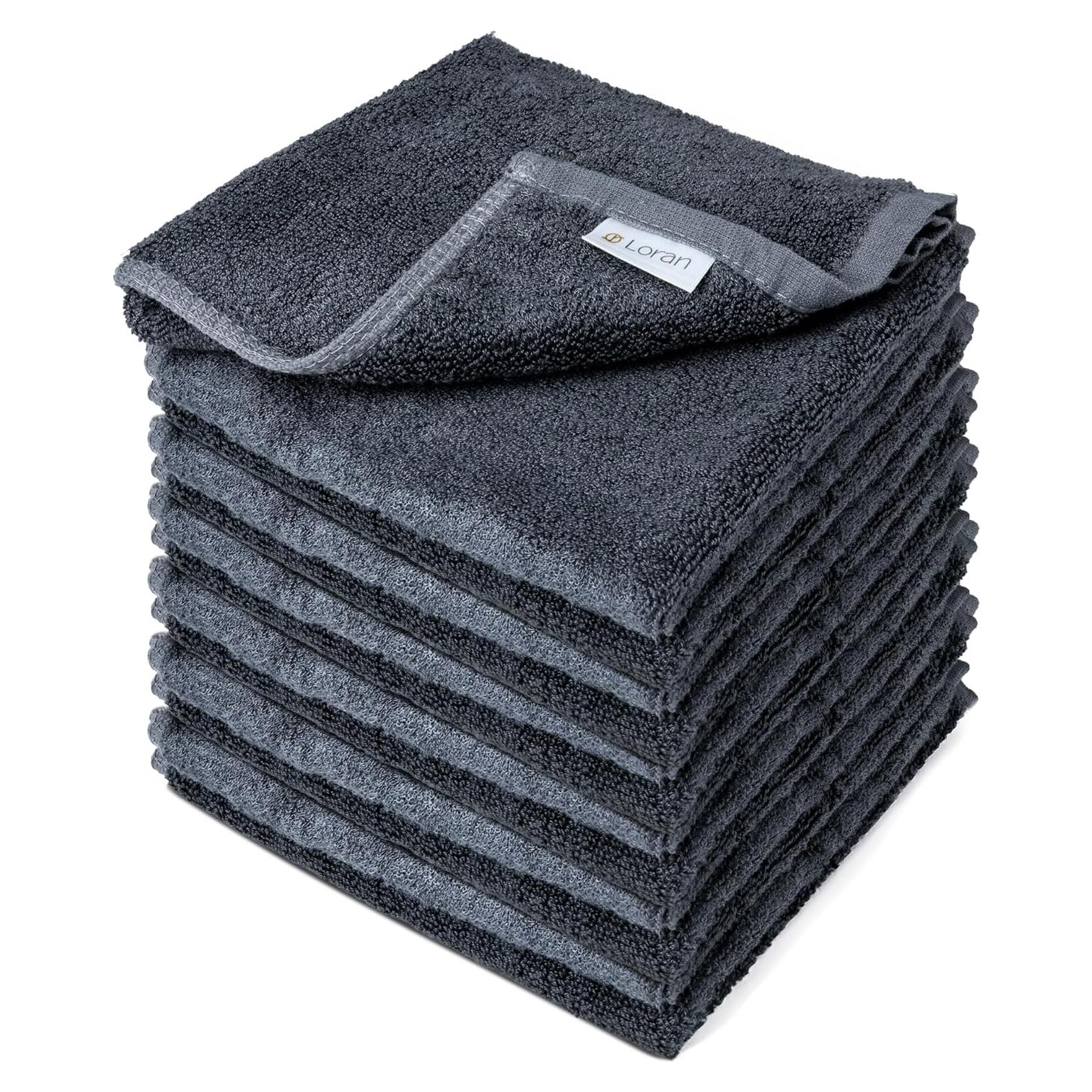 Juego de Toallas de Mano Loran 6 Piezas Gris Carbón 33x33cm