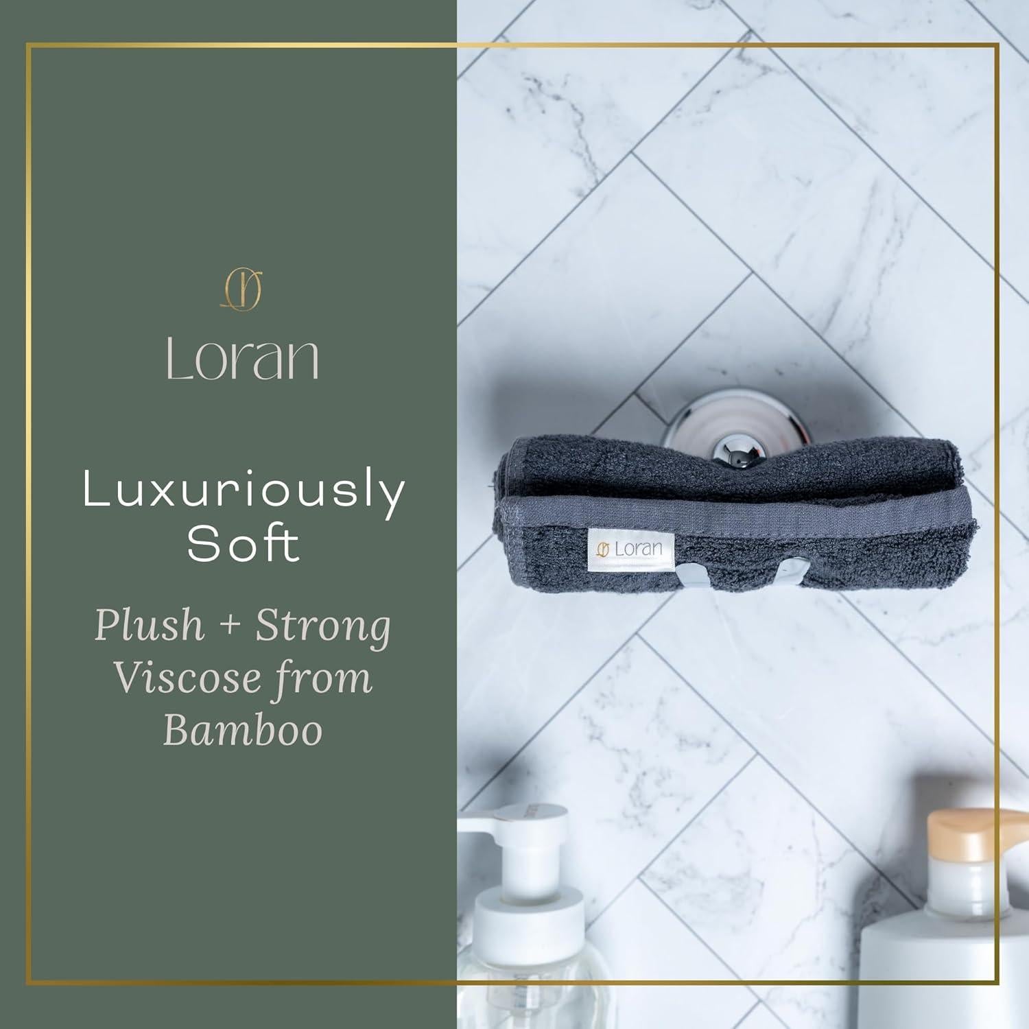 Juego de Toallas de Mano Loran 6 Piezas Gris Carbón 33x33cm