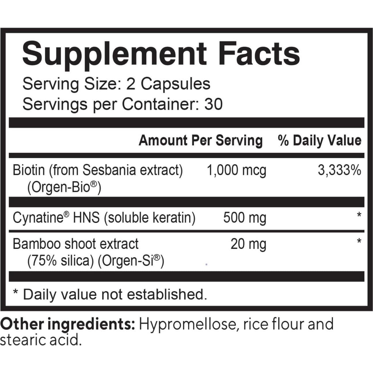 Suplemento Vitaminas Cabello Uñas Piel True-HNS 60 Cápsulas
