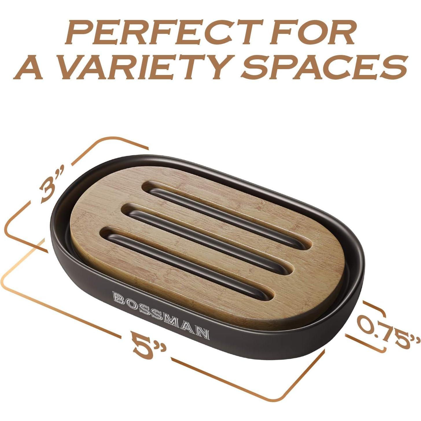 Jabón en Barra 4 en 1 Bossman con Plato Cerámica Negro 113g