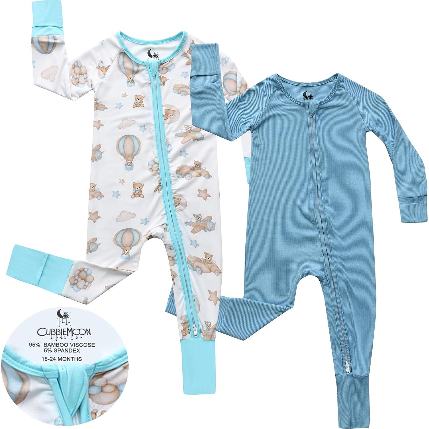 Pijamas de Viscosa de Bambú CubbieMoon 0-24 Meses Paquete 2