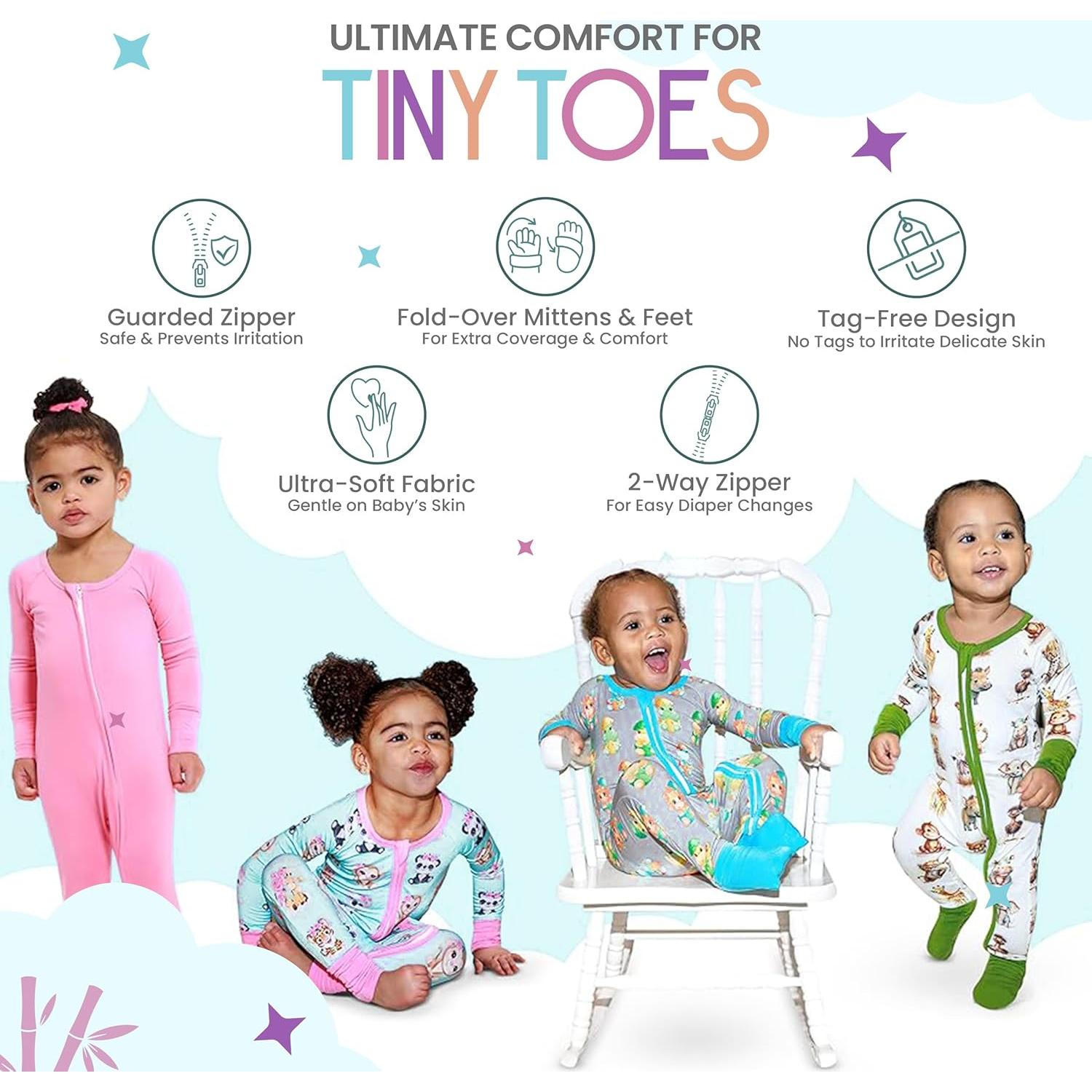 Pijamas de Viscosa de Bambú CubbieMoon 0-24 Meses Paquete 2