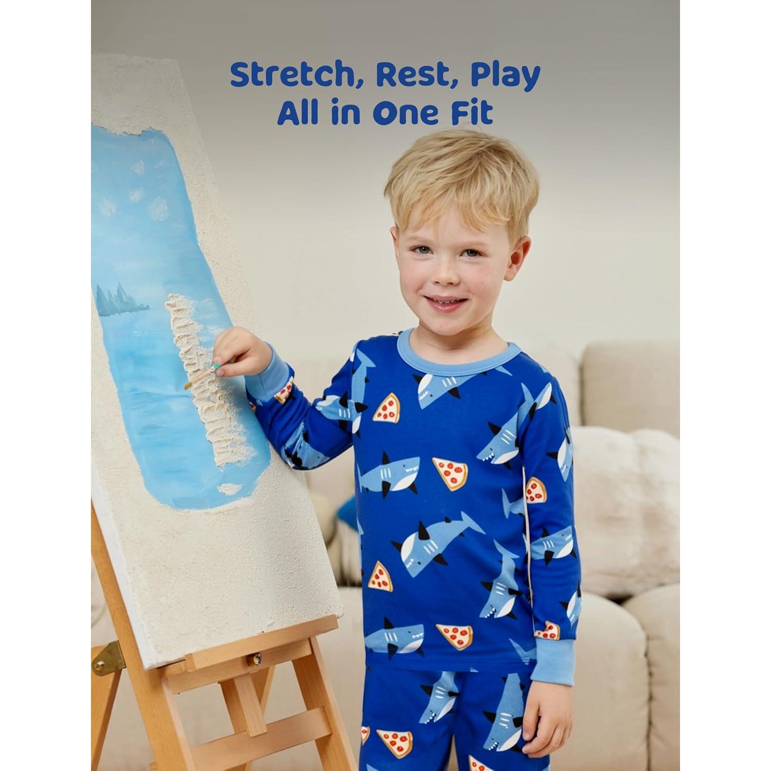 Conjunto de Pijamas de Viscosa de Bambú PATPAT 2T Tiburón Hambriento