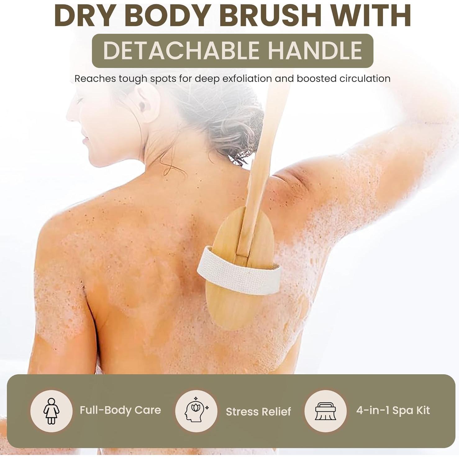 Set de Exfoliantes Corporales 4-en-1 - Cepillos de Bambú