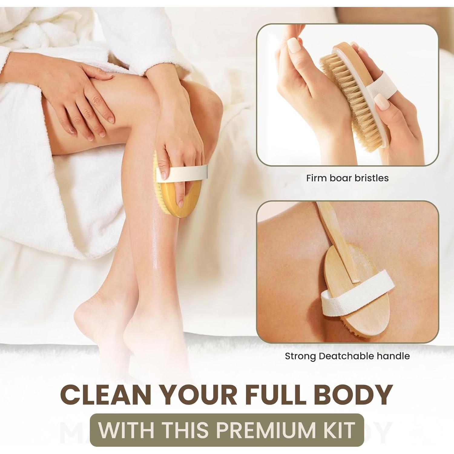 Set de Exfoliantes Corporales 4-en-1 - Cepillos de Bambú