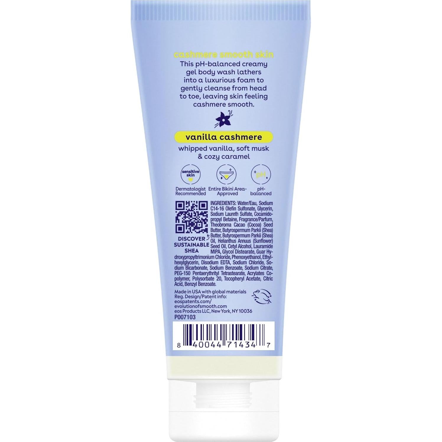 Jabón Corporal Vainilla Cashmere eos 74 ml - Hidratante y Suave