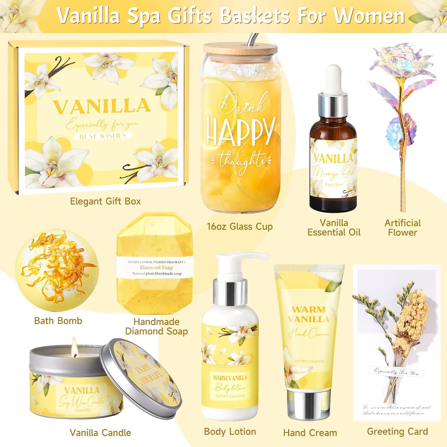 Cesta de Regalo de Spa para Mujeres GiftPeak - 9 Piezas Vainilla