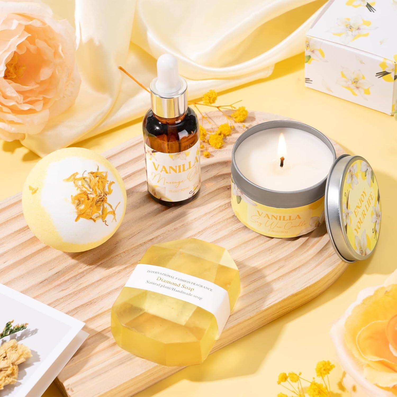 Cesta de Regalo de Spa para Mujeres GiftPeak - 9 Piezas Vainilla