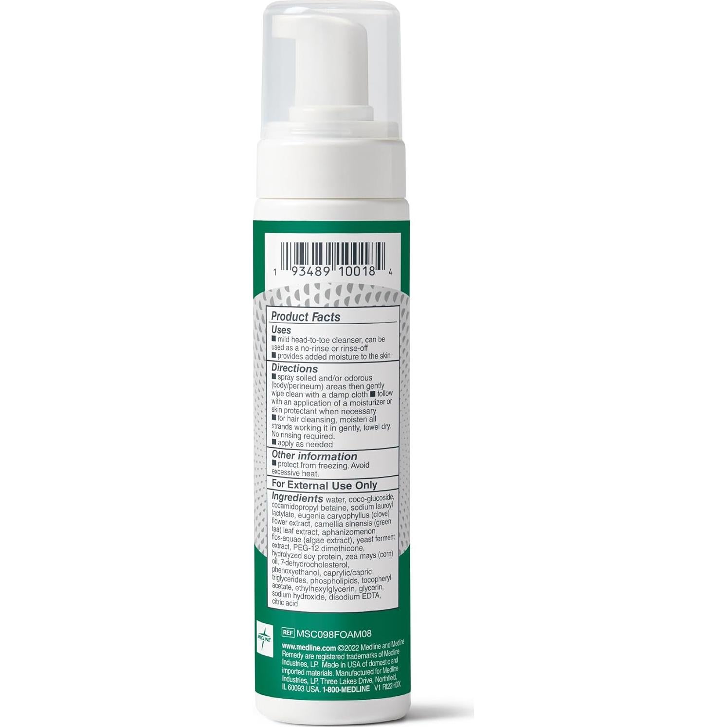 Limpiador Espumoso Sin Enjuague Medline Remedy 236 ml