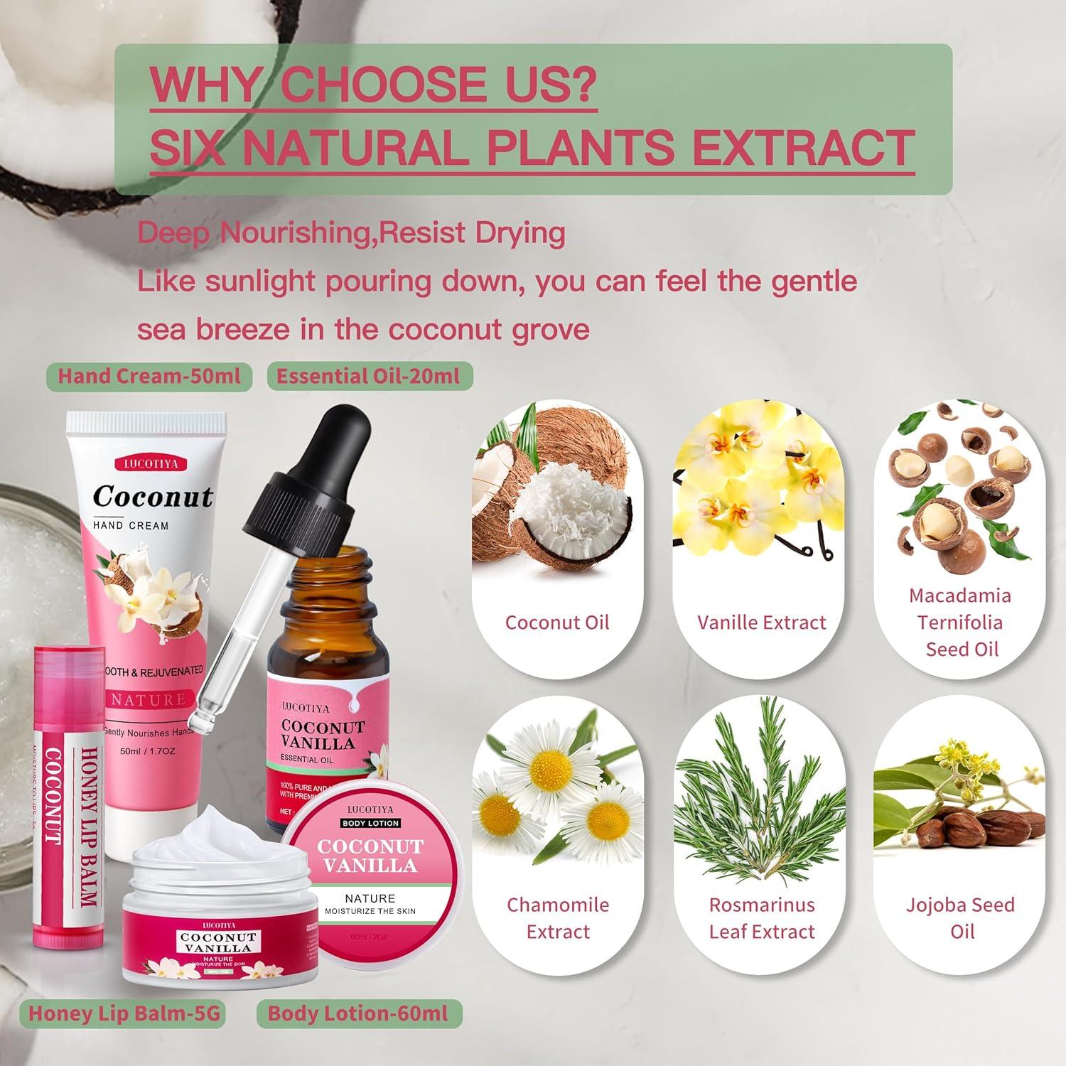 Set de Regalos de Spa para Mujeres LUCOTIYA - Coco y Vainilla