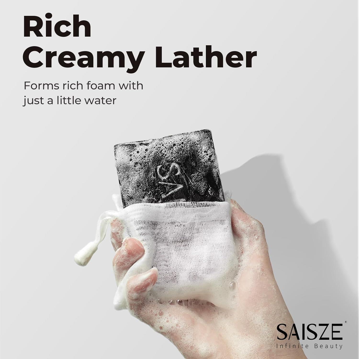 Jabón de Carbón Activado SAISZE 226g para Piel Grasa y Acneica