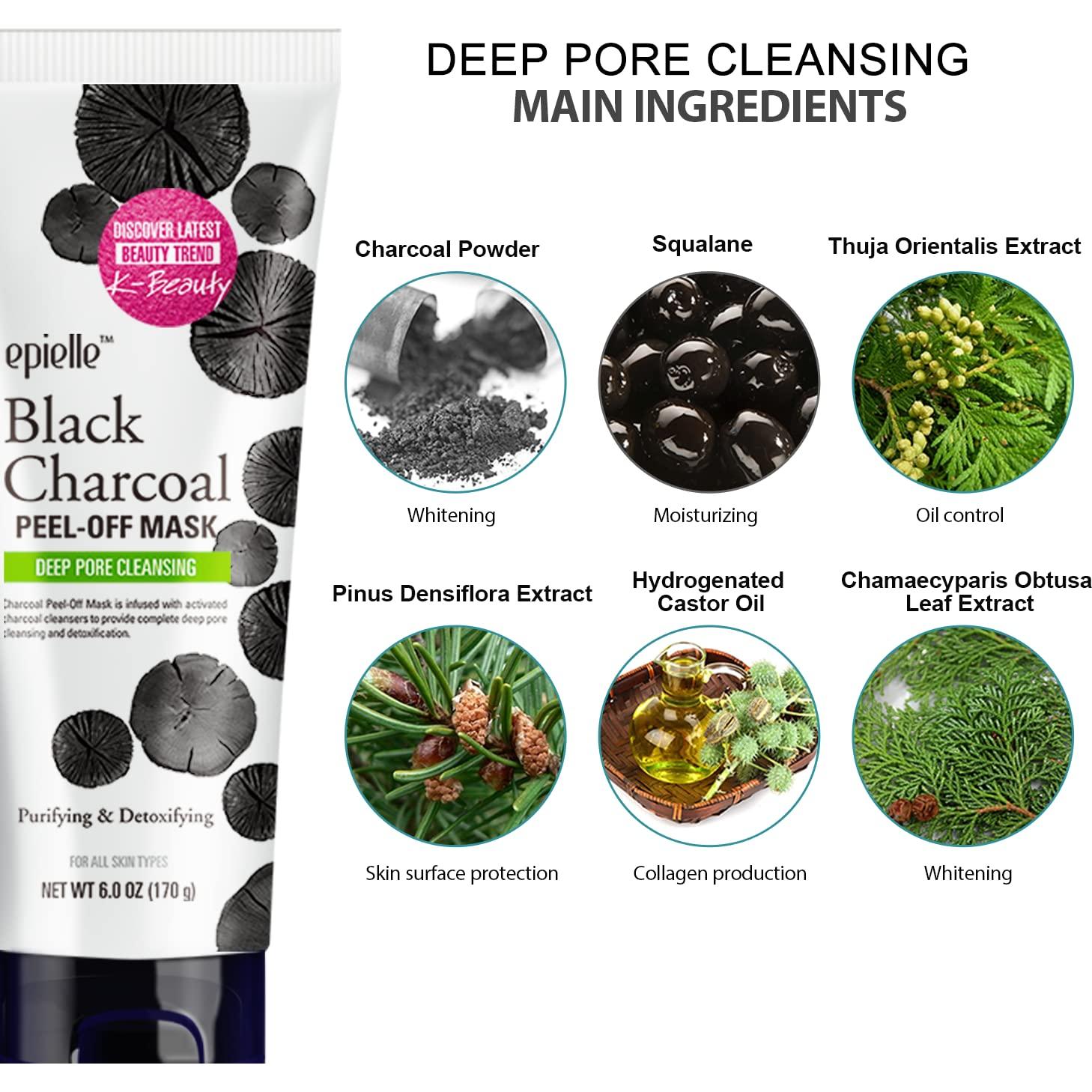 Máscara Facial Peel Off Epielle Carbón Negro 177 ml - 2 Unidades