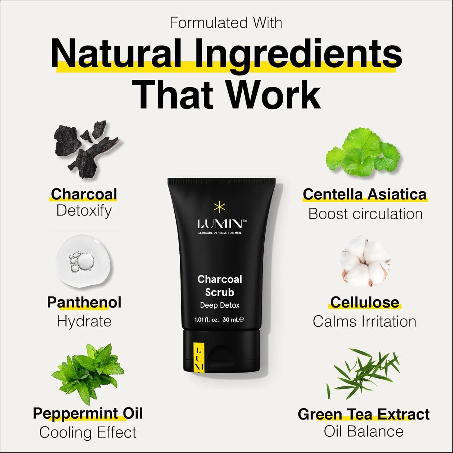 Exfoliante Facial de Carbón Detox Lumin 30ml para Hombres