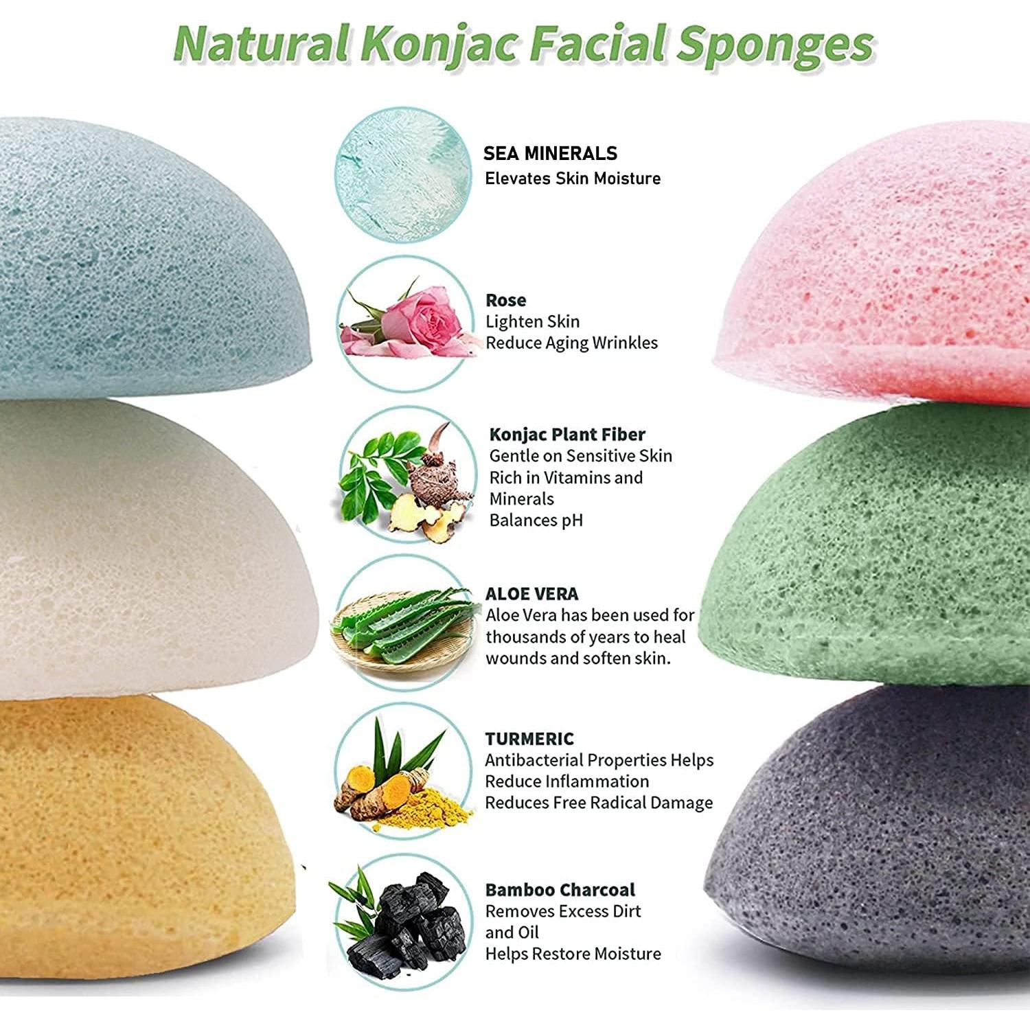 Set de 6 Esponjas de Konjac DYS Farm para Limpieza Facial