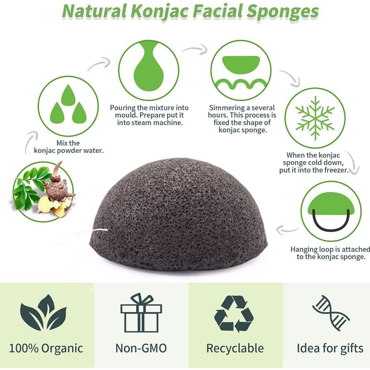 Set de 6 Esponjas de Konjac DYS Farm para Limpieza Facial